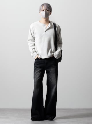 「CLEL(クレイル)の【CLEL】Functionary Thermal Henley Neck T-Shirt / ファンクショナリー サーマルヘンリーネックTシャツ(ロンT)(抗菌防臭/吸水速乾)(Tシャツ/カットソー)」を使った、MASAKIさん(メンズ・168cm)の夏コーディネート
