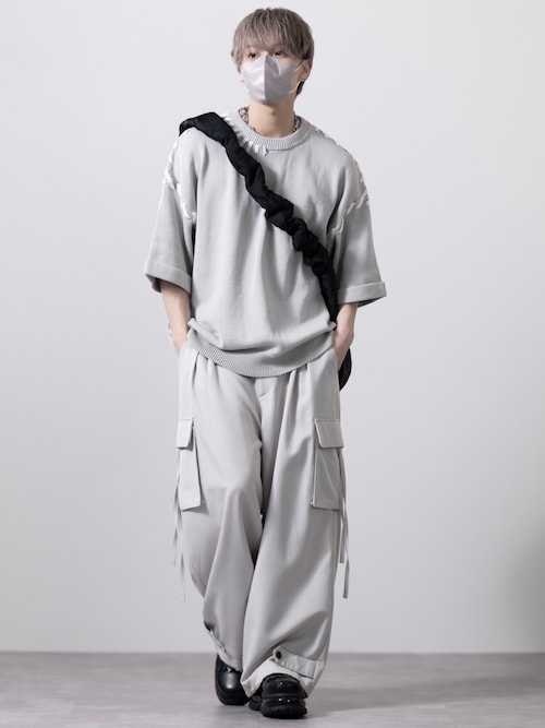 CLEL セーター ニット 「CLEL」Hand Stitched Short Sleeve Side