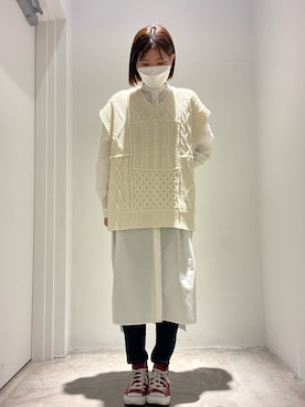 「ワンピース×スニーカー」｜「アイテム（シャツワンピース）」を使った、Koiさん（レディース・163cm）の冬コーディネート