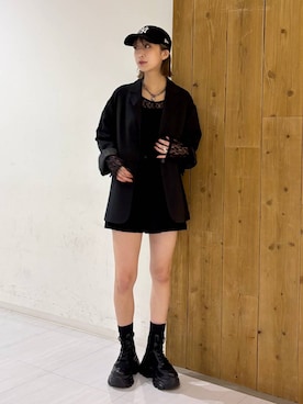 「PAGEBOY（ページボーイ）の【セットアップ対応】チェックMIXジャケット 《2サイズ展開》（テーラードジャケット）」を使った、ロビンさん（レディース・169cm）の夏コーディネート