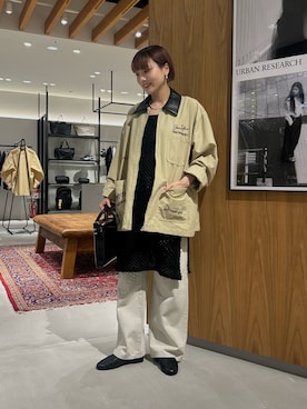 「アイテム（カバーオール、ベージュ系）」を使った、calinさん（レディース・159cm）の秋コーディネート