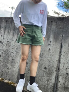 「DAY CLOSET（デイ クローゼット）のアイテム（パンツ、グリーン系）」を使った、3110さん（レディース・160cm）の夏コーディネート