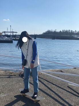 「RAGEBLUE（レイジブルー）のアイテム（ジャケット/アウター、ホワイト系）」を使った、3110さん（レディース・160cm）の春コーディネート