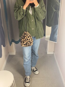 「ZARA（ザラ）のアイテム（ジャケット/アウター、グリーン系）」を使った、3110さん（レディース・160cm）の冬コーディネート