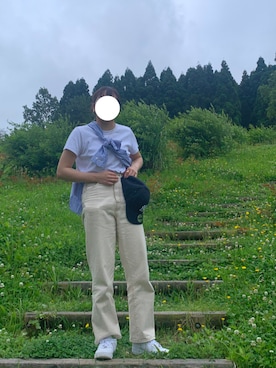 「UNIQLO（ユニクロ）のアイテム（シャツ/ブラウス、ブルー系）」を使った、3110さん（レディース・160cm）の夏コーディネート