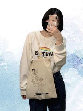 「Wrangler」｜「アイテム（スウェット）」を使った、🕯さん（レディース・163cm）の春コーディネート
