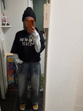 「アイテム（ニットキャップ/ビーニー）」を使った、sykさん（レディース・156cm）の冬コーディネート