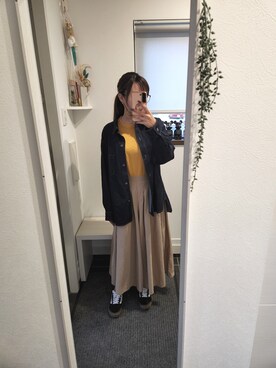 「UNIQLO（ユニクロ）のスーピマコットンクルーネックT（半袖）（Tシャツ/カットソー）」を使った、sykさん（レディース・156cm）の夏コーディネート