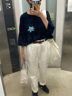 「古着女子」｜「アイテム（PC・スマホグッズ/家電）」を使った、みなみですさん（レディース・153cm）の夏コーディネート