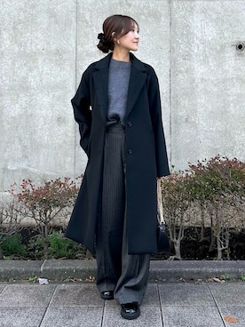 「アイテム（チェスターコート）」を使った、makiさん（レディース・155cm）の秋コーディネート