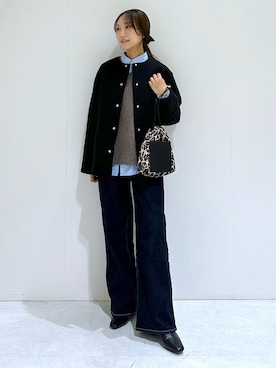 「アイテム（ノーカラーコート）」を使った、makiさん（レディース・155cm）の秋コーディネート