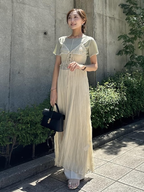 セール】【SET】タンク付きシアーラメキャミワンピース【洗える