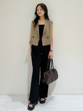 「ジレ」｜makiさん（レディース・155cm）の夏コーディネート