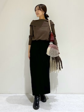 「アイテム（ストール/ショール）」を使った、makiさん（レディース・155cm）の秋コーディネート