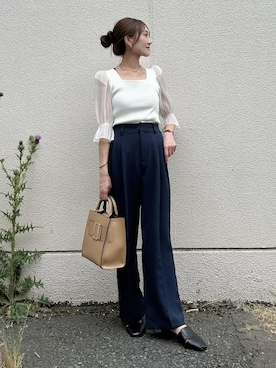 「VIS（ビス）のビッグバックル2ＷAYバッグ（ハンドバッグ）」を使った、makiさん（レディース・155cm）の夏コーディネート