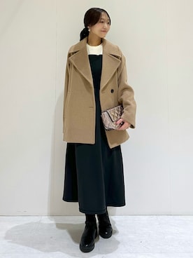 「アイテム（ピーコート）」を使った、makiさん（レディース・155cm）の秋コーディネート