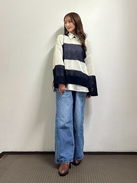 「Juze（ジュゼ）の【HARUTA】ポインテッドトゥローファー【抗菌防臭】（ローファー）」を使った、makiさん（レディース・155cm）の春コーディネート