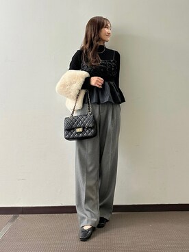 「重ね着ベストシーズン」｜「アイテム（スラックス）」を使った、makiさん（レディース・155cm）の秋コーディネート