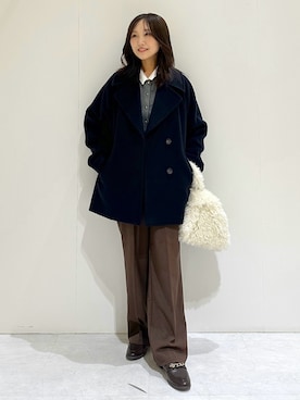 「アイテム（ピーコート）」を使った、makiさん（レディース・155cm）の秋コーディネート