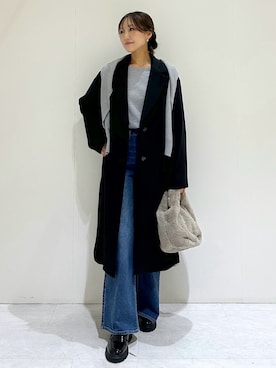 「アイテム（チェスターコート）」を使った、makiさん（レディース・155cm）の秋コーディネート