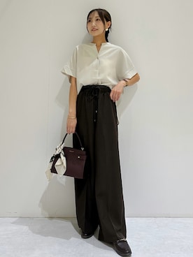 「アイテム（バッグ、レッド系）」を使った、makiさん（レディース・155cm）の夏コーディネート