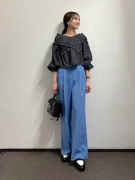 「Juze（ジュゼ）の【HARUTA】ポインテッドトゥローファー【抗菌防臭】（ローファー）」を使った、makiさん（レディース・155cm）の春コーディネート