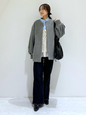 「アイテム（ノーカラーコート）」を使った、makiさん（レディース・155cm）の秋コーディネート