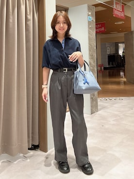 「TAKEO KIKUCHI（タケオキクチ）の【抗菌防臭】ステイフレッシュ ポロシャツ（ポロシャツ、ブルー系）」を使った、mika03hさん（レディース）の夏コーディネート