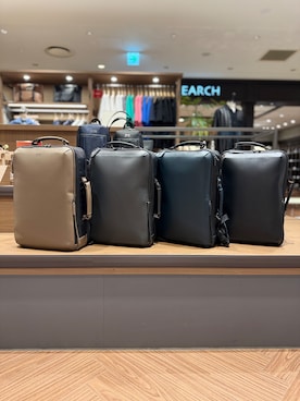 「TAKEO KIKUCHI（タケオキクチ）の【Mono Max掲載】CORDLEY（R）2WAYバッグ（バックパック/リュック、ブラウン系）」を使った、mika03hさん（レディース）の夏コーディネート