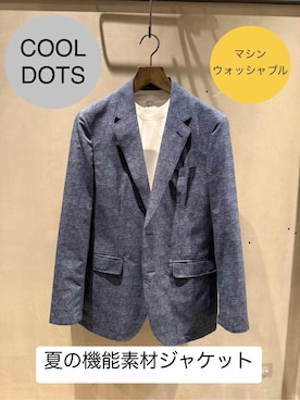 「TAKEO KIKUCHI（タケオキクチ）の【抗菌防臭】COOL DOTS（R）ドビープリント ジャケット（テーラードジャケット、ブルー系）」を使った、mika03hさん（レディース）の春コーディネート