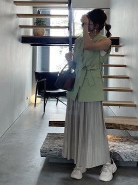 「ピスタチオ」｜「アイテム（その他アウター）」を使った、kano.さん（レディース・163cm）の夏コーディネート