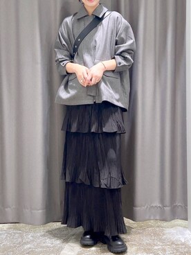 「LAKOLE（ラコレ）のツイードライクステンブルゾン / 151300（ブルゾン）」を使った、まなみさん（レディース・165cm）の秋コーディネート