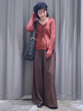 「若見え」｜「アイテム（ハンチング/ベレー帽）」を使った、まなみさん（レディース・165cm）の秋コーディネート