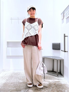 「若見え」｜「アイテム（キャップ）」を使った、まなみさん（レディース・165cm）の夏コーディネート