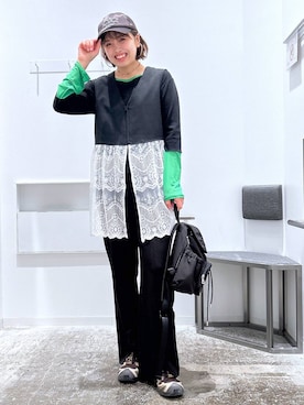 「LAKOLE（ラコレ）のアイテム（キャップ）」を使った、まなみさん（レディース・165cm）の春コーディネート