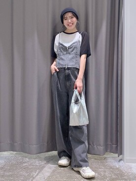 「LAKOLE（ラコレ）のミニ2WAYチェーンショルダーバッグ / 104948（ショルダーバッグ）」を使った、まなみさん（レディース・165cm）の夏コーディネート