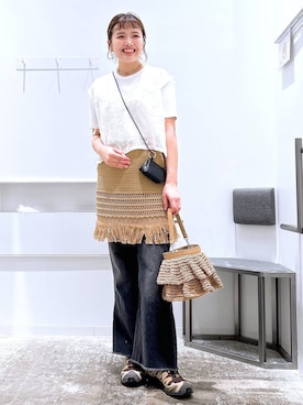 「LAKOLE（ラコレ）のアイテム（パンツ）」を使った、まなみさん（レディース・165cm）の春コーディネート