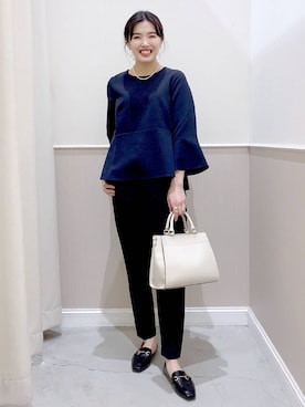 「LEPSIM（レプシィム）のフェイクレザーセンターステッチバッグ　990316（ショルダーバッグ）」を使った、まなみさん（レディース・165cm）の冬コーディネート