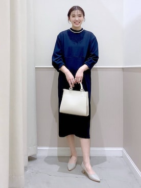 「LEPSIM（レプシィム）のフェイクレザーセンターステッチバッグ　990316（ショルダーバッグ）」を使った、まなみさん（レディース・165cm）の冬コーディネート