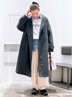 「アイテム（ステンカラーコート）」を使った、まなみさん（レディース・165cm）の秋コーディネート