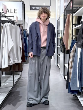 「LAKOLE（ラコレ）のタンクソールビットローファー / 182121（ローファー、ブラック系）」を使った、まとまとさん（メンズ・175cm）の春コーディネート