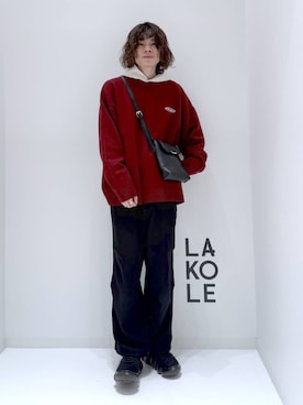 「LAKOLE（ラコレ）のアイテム（ニット/セーター）」を使った、まとまとさん（メンズ・175cm）の冬コーディネート