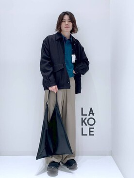 「LAKOLE（ラコレ）のツイードライクステンブルゾン / 151300（ブルゾン）」を使った、まとまとさん（メンズ・175cm）の秋コーディネート