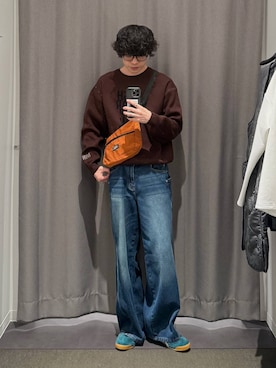 「アイテム（エコバッグ/サブバッグ、オレンジ系）」を使った、まとまとさん（メンズ・175cm）の秋コーディネート