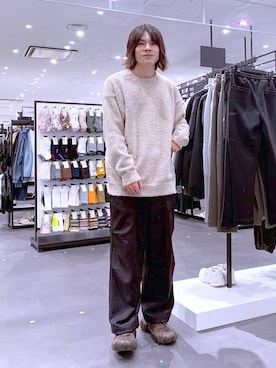 「LAKOLE（ラコレ）のツイードライクオーバーパンツ / 151306（その他パンツ）」を使った、まとまとさん（メンズ・175cm）の秋コーディネート