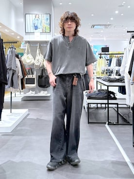「LAKOLE（ラコレ）のフェードダンボールヘンリー / 1048838（Tシャツ/カットソー、グレー系）」を使った、まとまとさん（メンズ・175cm）の夏コーディネート