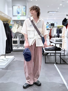 「LAKOLE（ラコレ）のウエストフックデニムパンツ / 580005（デニムパンツ、ブラウン系）」を使った、まとまとさん（メンズ・175cm）の夏コーディネート