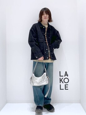 「LAKOLE（ラコレ）のアイテム（デニムジャケット）」を使った、まとまとさん（メンズ・175cm）の秋コーディネート