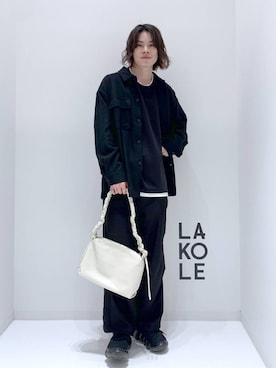 「LAKOLE（ラコレ）のツイードライクオーバーパンツ / 151306（その他パンツ）」を使った、まとまとさん（メンズ・175cm）の秋コーディネート