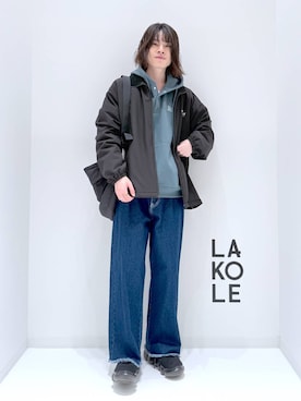 「LAKOLE（ラコレ）のアイテム（パーカー）」を使った、まとまとさん（メンズ・175cm）の秋コーディネート